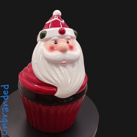 Santa cupcake canister trinket cookie jar - Picture 1 of 9